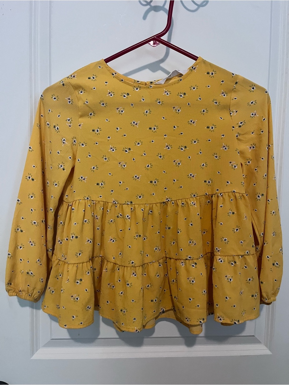 H&M Yellow Floral Tiered Ruffle Blouse